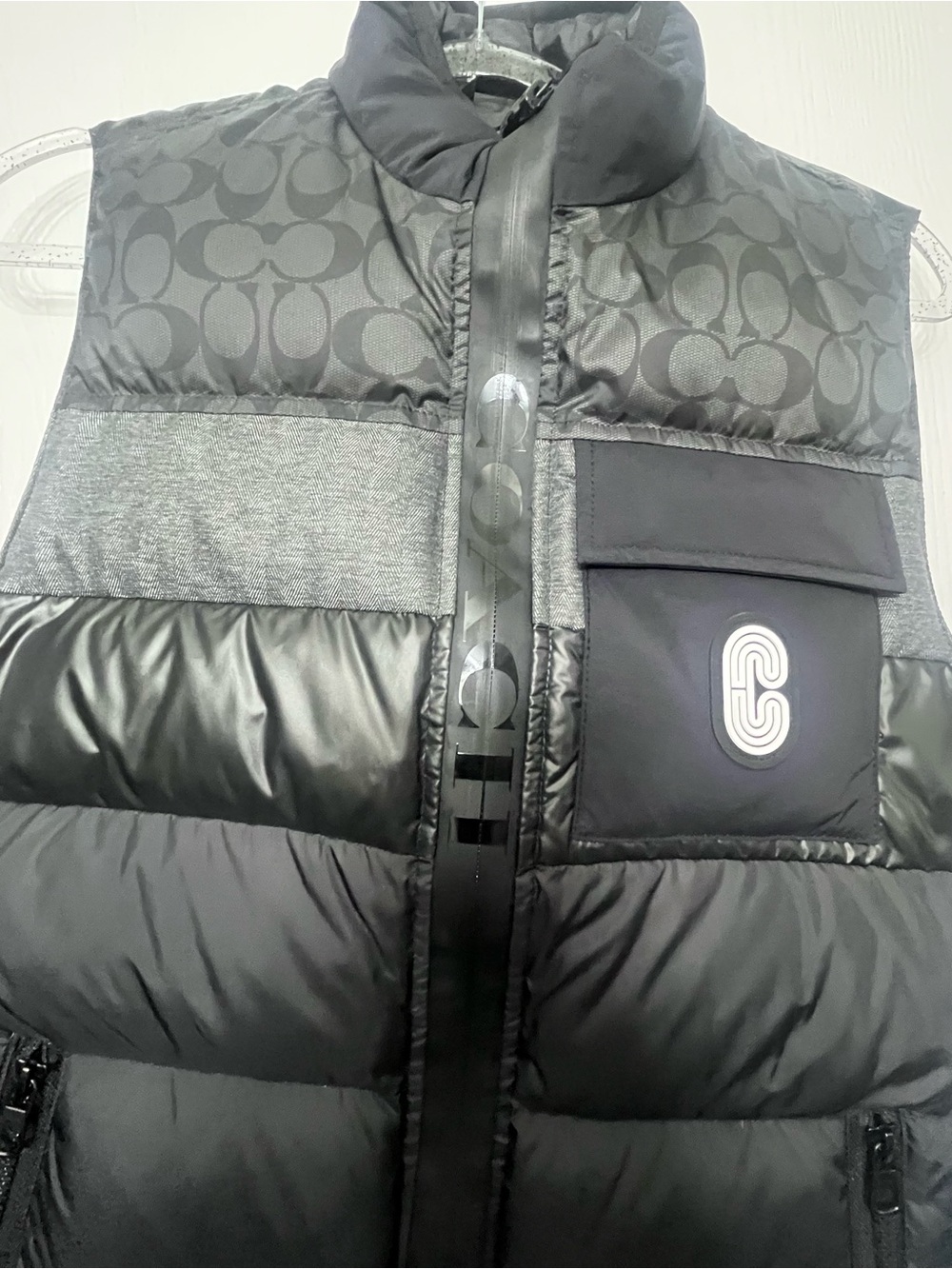 Coach Black Quilted Puffer Vest with Signature Lining